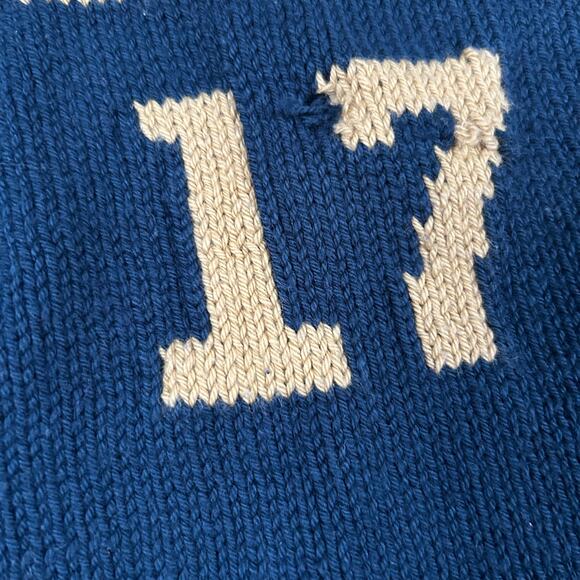 Vintage Style Knit Baby Sweater “Trinity” Wilder 17 Navy Gold Handmade 12-24M - Picture 4 of 5